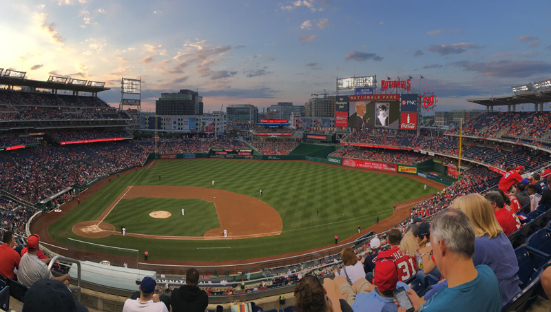 Spring sunset at Washington Nationals home game - Family-friendly activities in Washington, DC