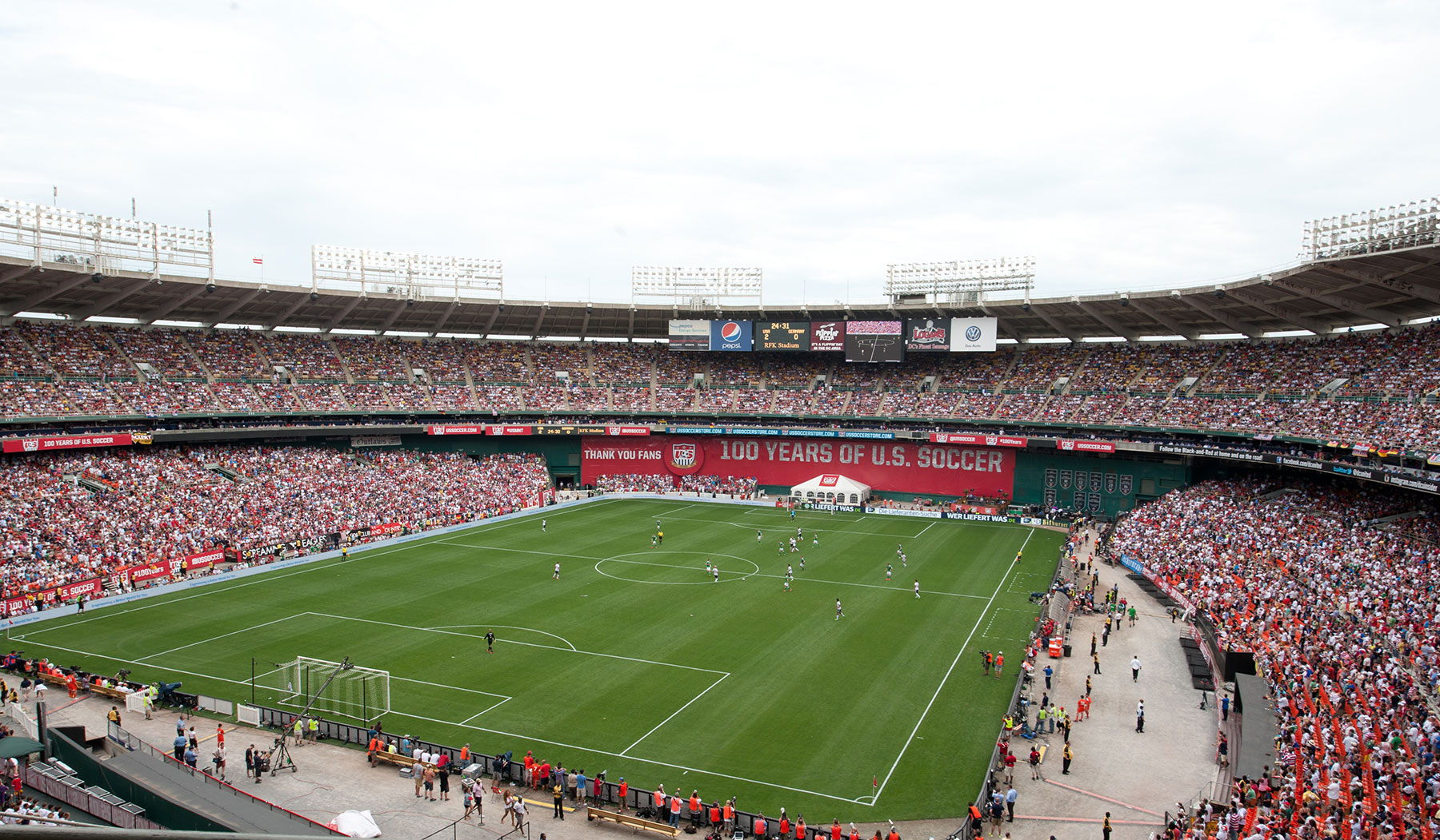 view of soccer stadium during a game