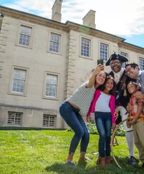 Family at historic Carlyle House in Old Town Alexandria - Things to do in historic Virginia