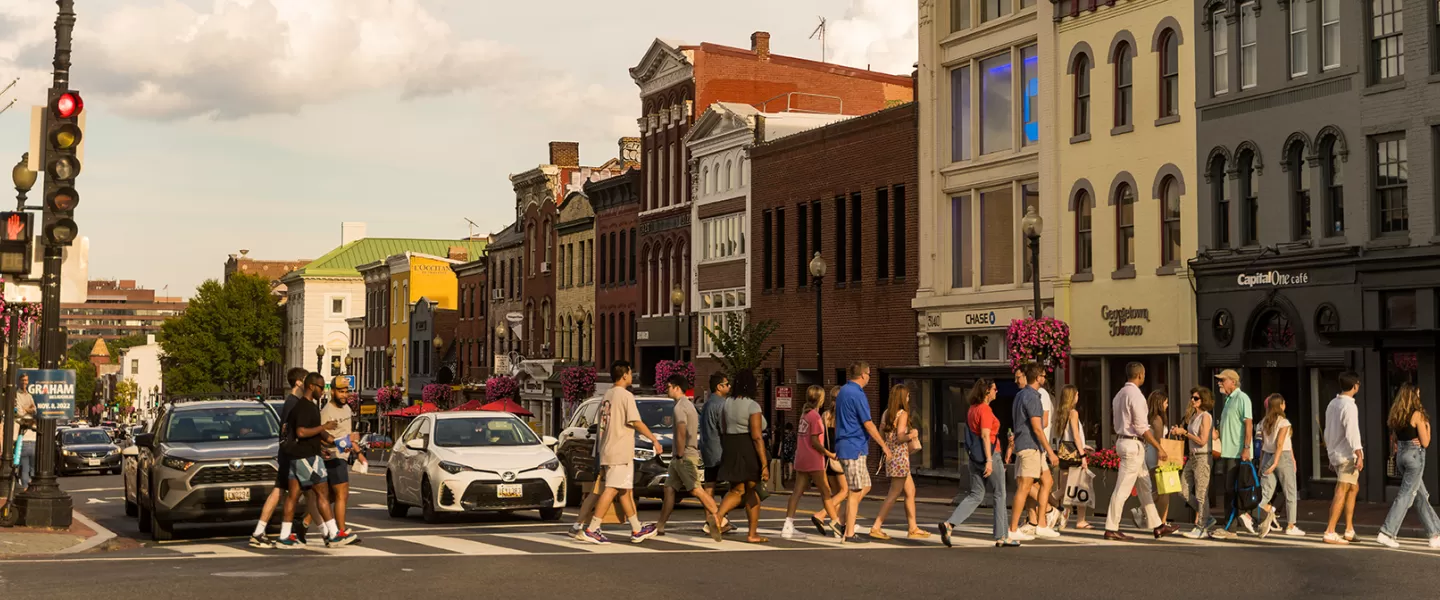 People walking in Georgetown during fall