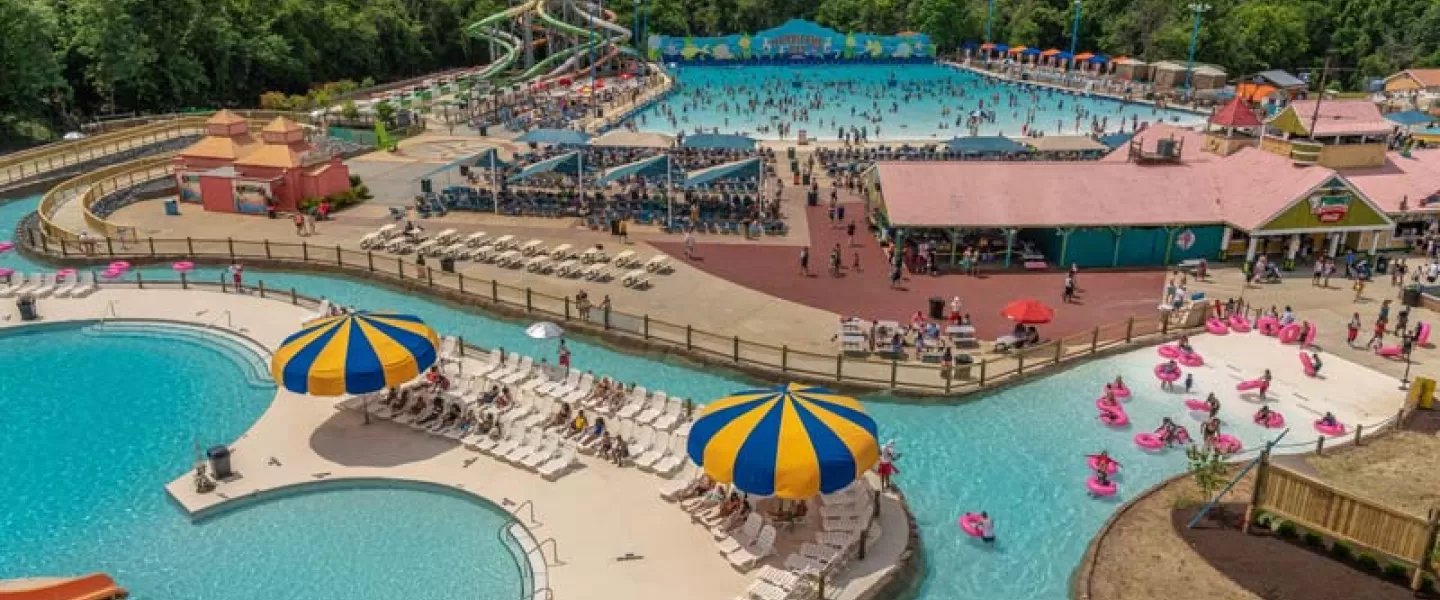View of the water park at Six Flags America's Hurricane Harbor - Water parks in and around Washington, DC