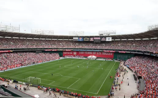 view of soccer stadium during a game