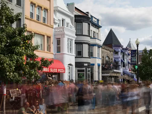 Timelapse of people walking down 18th Street during Adams Morgan Day