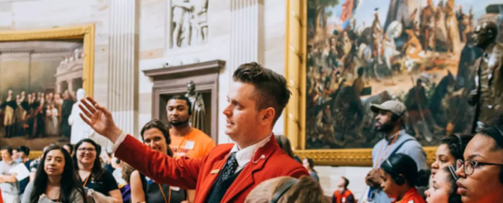 tour group of students in US Capitol
