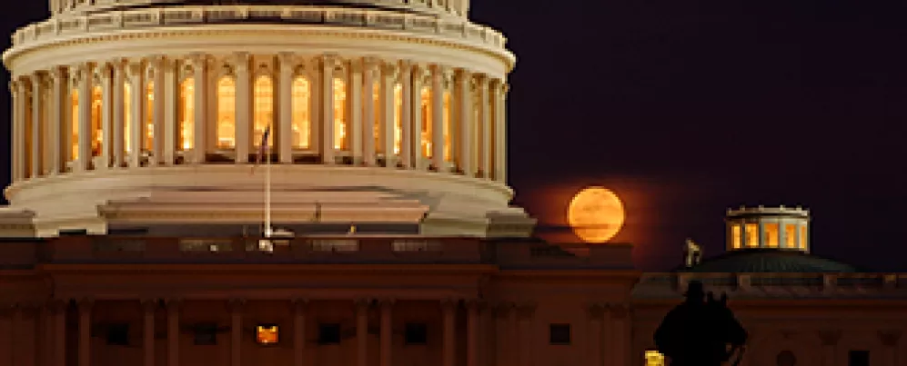 Capitol with harvest moon